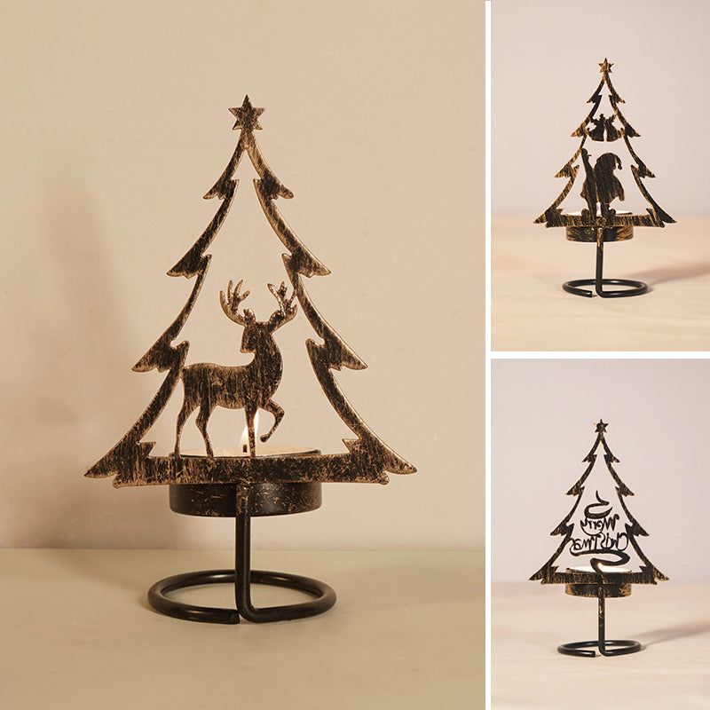 1+1 GRATIS | FestiveFlames - Kerzenhalter aus Eisen in Form eines Weihnachtsbaums