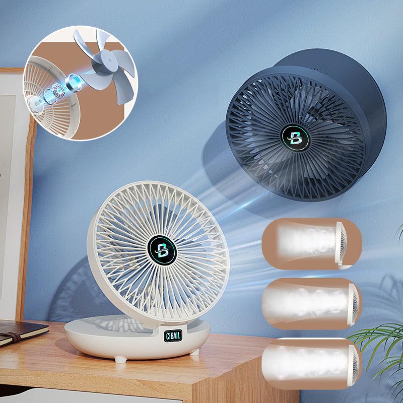 BriseFlex Faltbarer Tisch- & Wandventilator | Kabellos & Flüsterleise | 3 Geschwindigkeiten | Wiederaufladbar