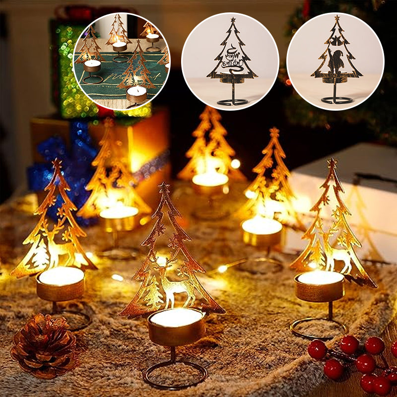 1+1 GRATIS | FestiveFlames - Kerzenhalter aus Eisen in Form eines Weihnachtsbaums
