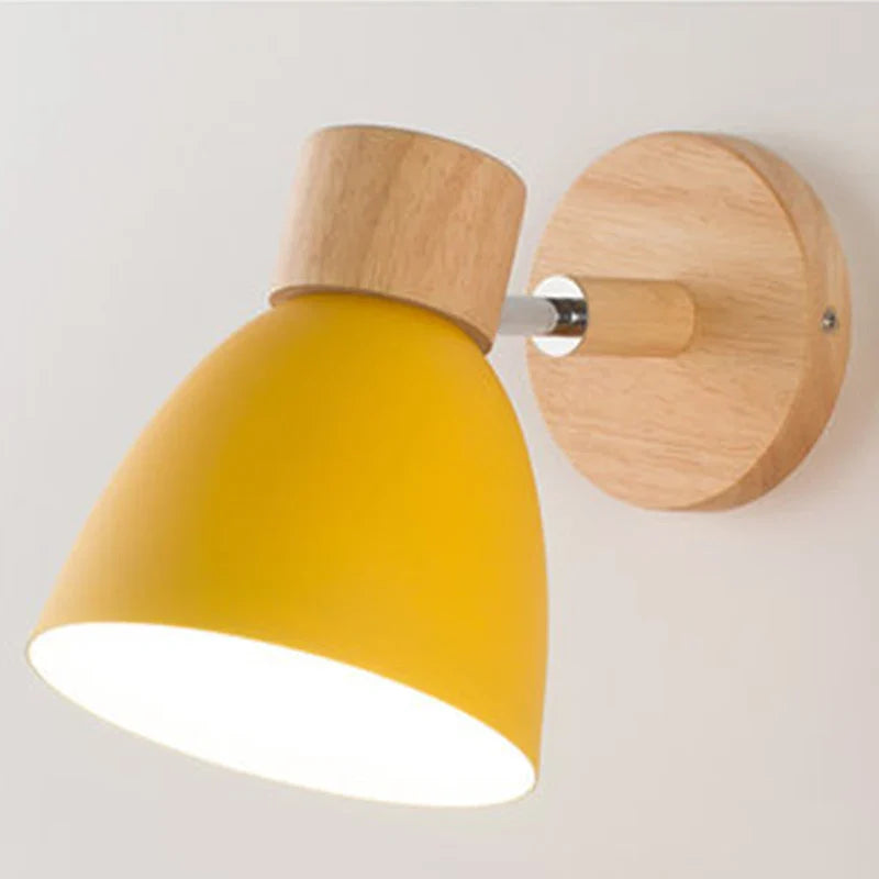 LumoNord Macaron Wandleuchte | Holz & Metall | 90° Schwenkbarer Lampenkopf | Skandinavisches Design | E27 Fassung (ohne Leuchtmittel)