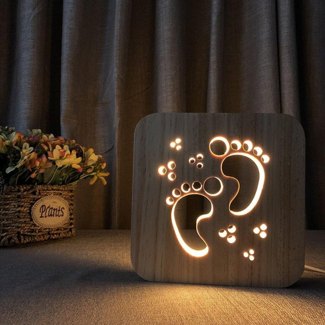 LumiPfote 3D Tischlampe Hund | Warmes LED-Licht | USB-Betrieben | Holzdesign