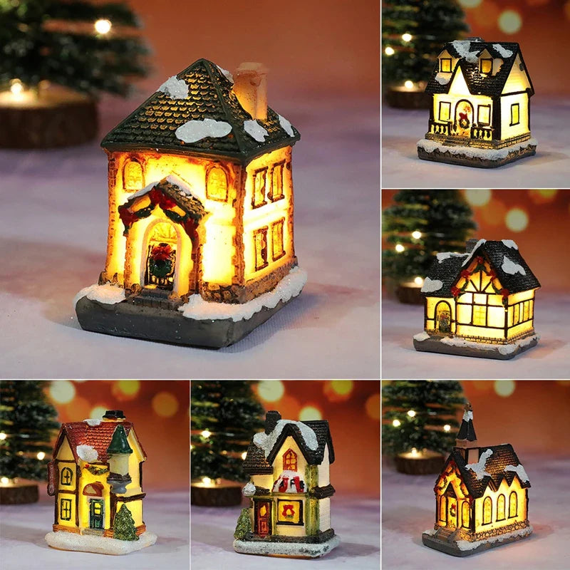 Weihnachts-Hauslicht | LED Nachtlicht | Harzfigur mit Batterie | Deko & Geschenk für Kinder