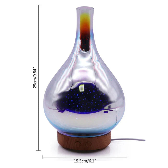 Vivalume Aromadiffusor mit LED | 3D-Glaseffekt & Ultraschallvernebelung | 500 ml Wassertank | Farbwechsel & Timer