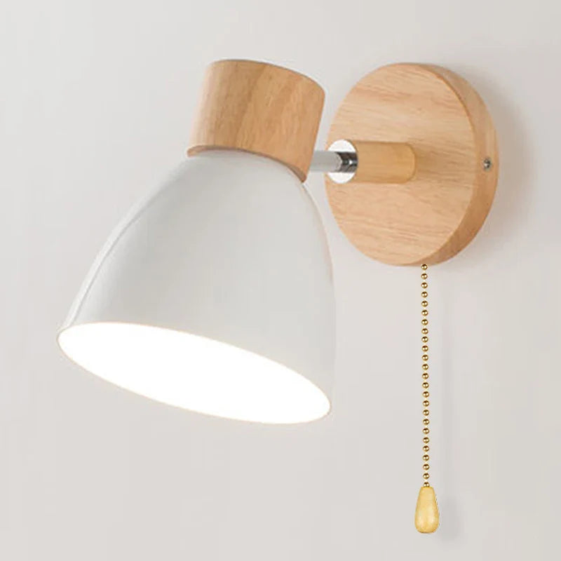 LumoNord Macaron Wandleuchte | Holz & Metall | 90° Schwenkbarer Lampenkopf | Skandinavisches Design | E27 Fassung (ohne Leuchtmittel)
