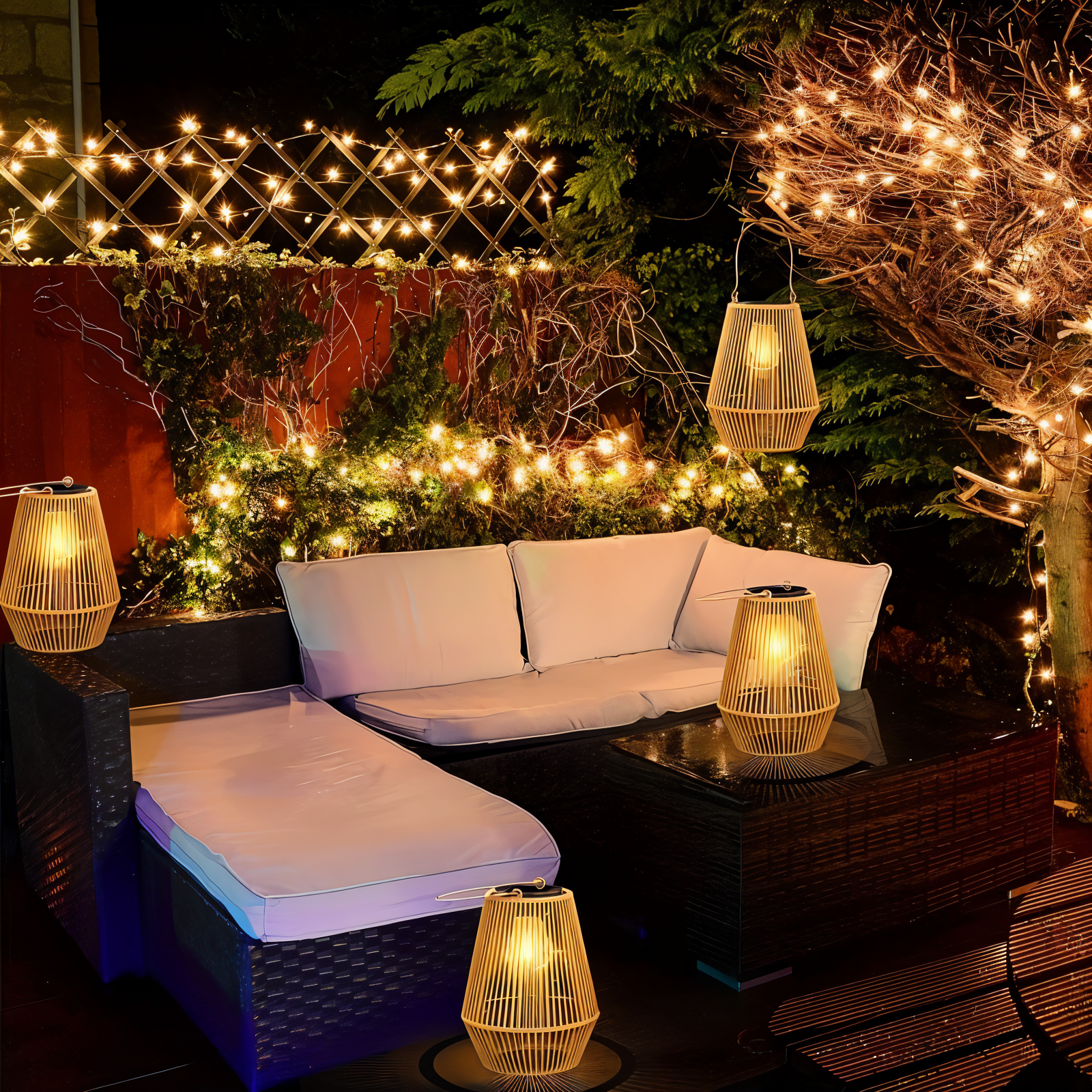 Luminara Naturlicht Solar Bambuslampe | Handgeflochten & Wetterfest | 12 Std. Leuchtdauer | Natürliches Design