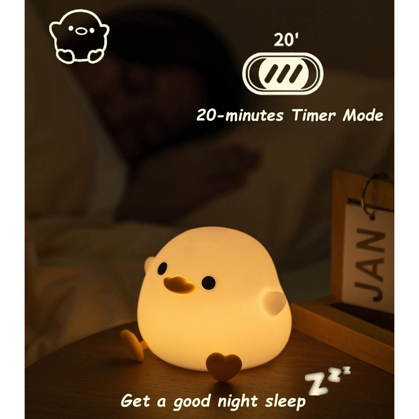 SnugGlow Nachtlicht Ente | Weiches Silikon | Automatisches Ein/Aus | Wiederaufladbar
