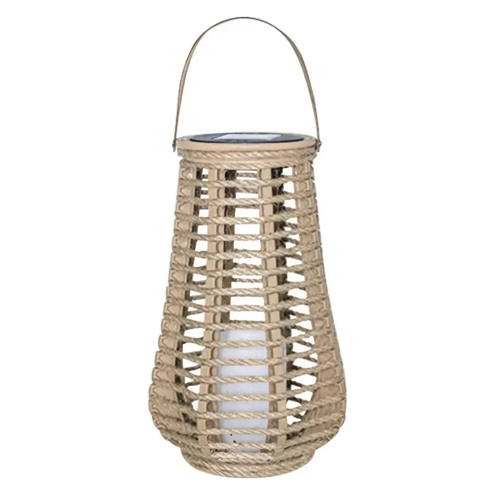Solambra Solar Hängelaterne Rattan | Warmweißes Licht | Wetterfest IP44 | Bambus & Rattan