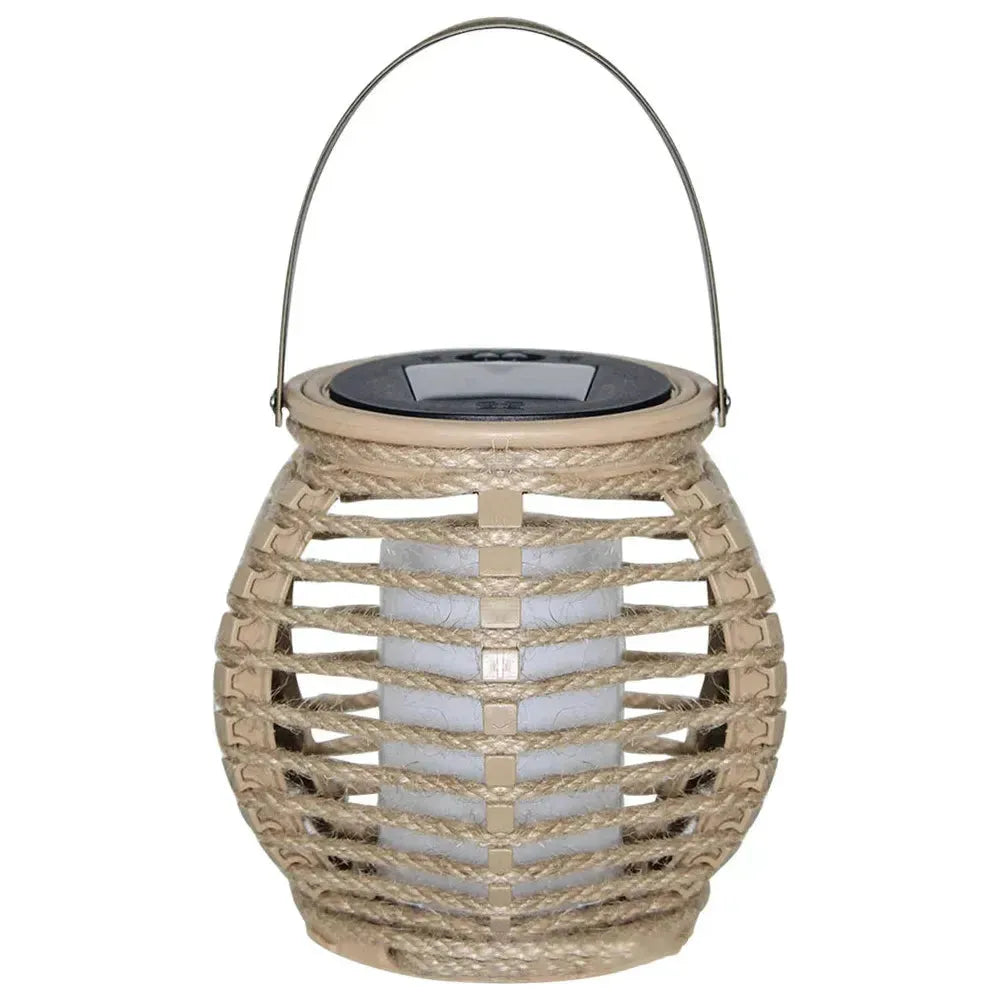 Solambra Solar Hängelaterne Rattan | Warmweißes Licht | Wetterfest IP44 | Bambus & Rattan