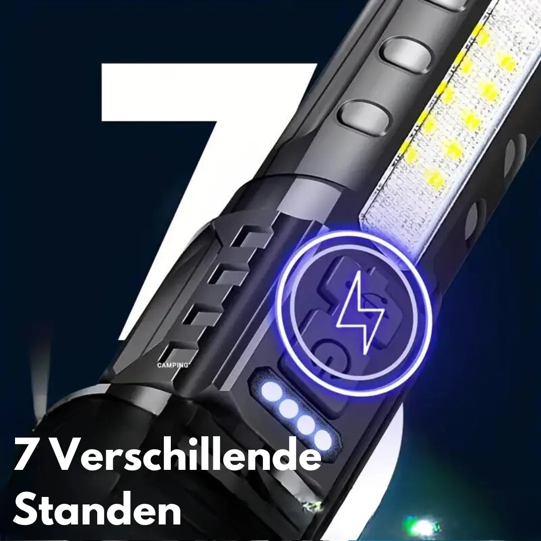Militär Taschenlampe LUMATOR XHP50 | 5000 Lumen | 7 Lichtmodi | USB Wiederaufladbar | IP64 Wasserdicht