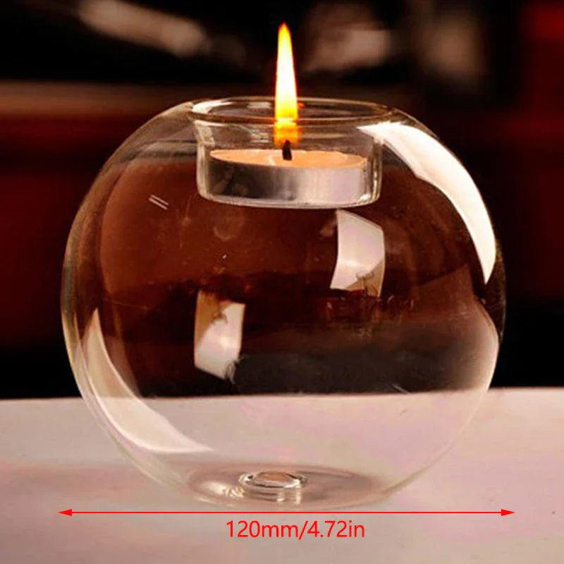 LichtGlas Glas-Teelichthalter Rund | Transparentes Design | Hohles Dekoglas für Wohnzimmer & Hochzeit | 1 Stück