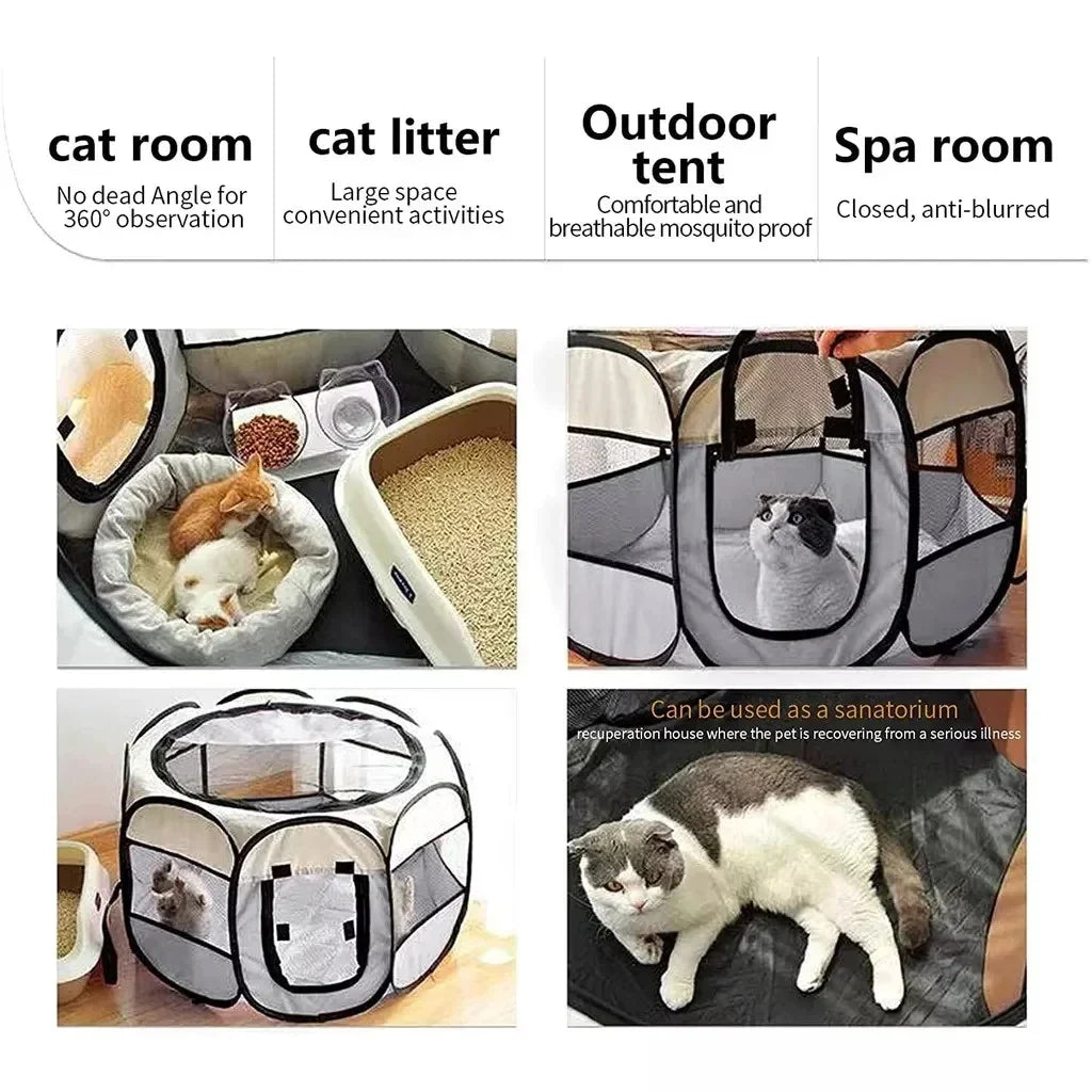 Pawvia Faltbares Katzenzelt | Tragbares Outdoor-Gehege für Katzen & kleine Hunde | Atmungsaktiv & Waschbar | 72×72×45 cm