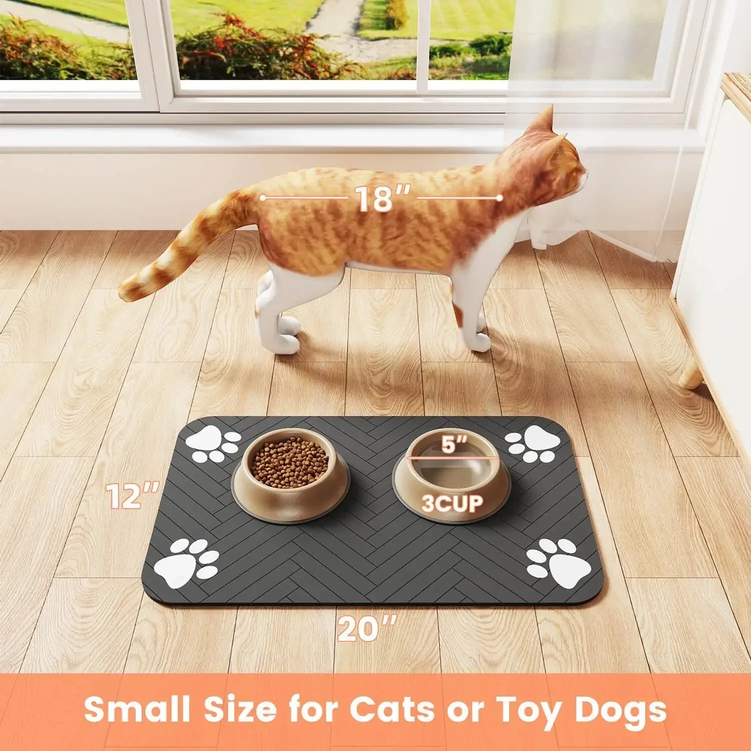 PawGuard | Saugstarke Futtermatte | Wasserdicht & Rutschfest | Platzset für Hunde- & Katzennäpfe | 20×30 / 30×50 / 40×60 cm