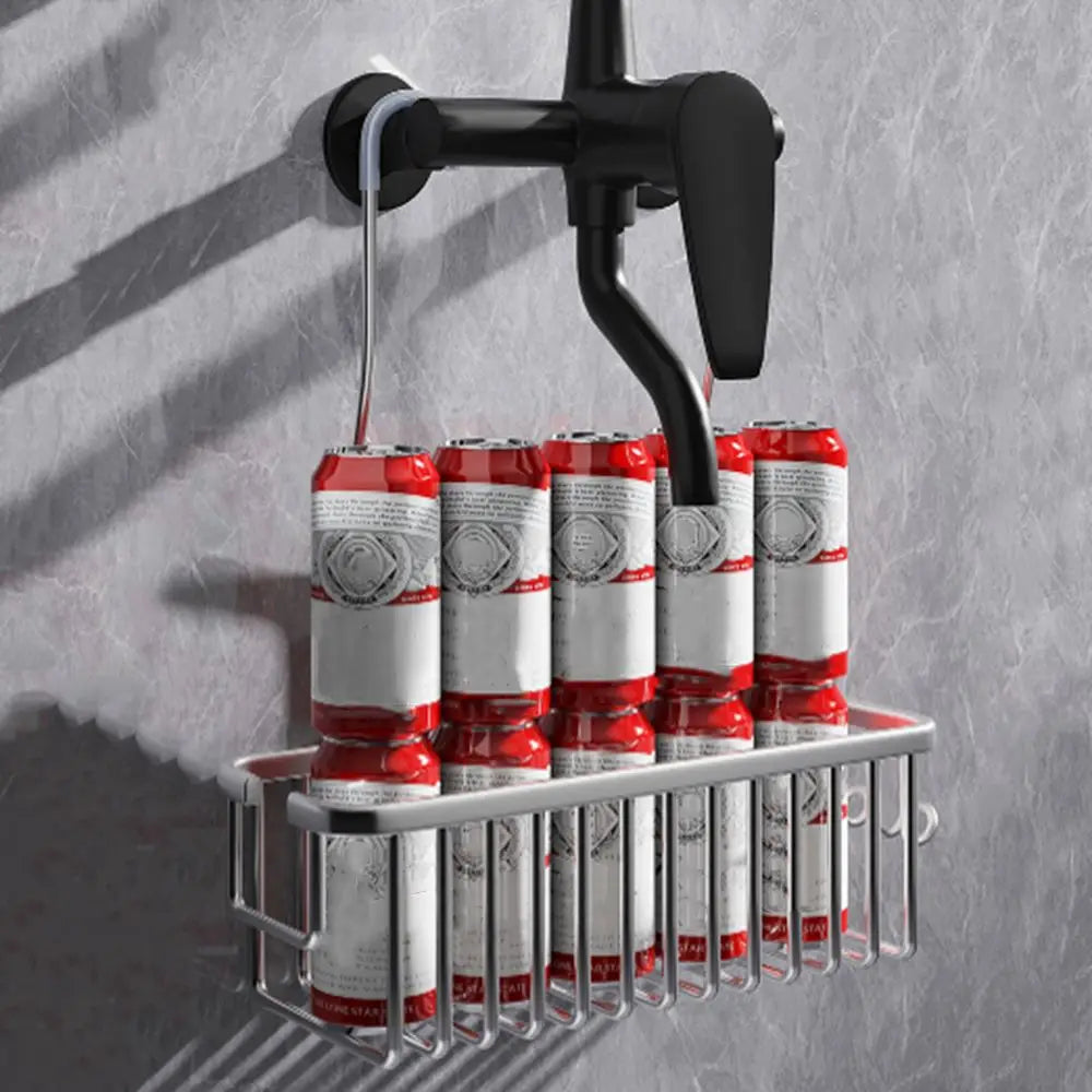 DuschGlanz AeroRack Hängender Duschkorb aus Aluminium | Rostfreies Duschregal mit Haken | Große Kapazität für Shampoo & Badzubehör