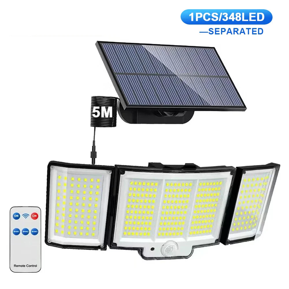Solar-Wandleuchte LumoGuard 318LED | Bewegungsmelder & 3 Leuchtmodi | IP65 Wasserdicht für Garten, Terrasse & Zaun