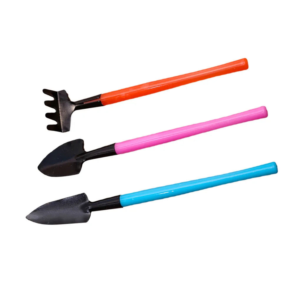 Florinita 3-teiliges Mini-Gartenwerkzeug-Set | Handspaten, Rechen & Schaufel | Für Zimmerpflanzen & Bonsai | 22 cm Länge
