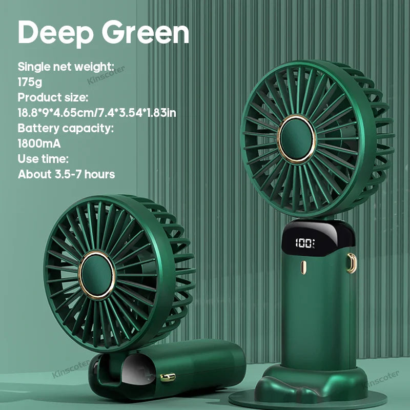 AERIONIQ 3-in-1 Mini-Ventilator | LED-Anzeige | 5 Stufen | Akku mit Powerbank-Funktion | Tragbar & aufstellbar