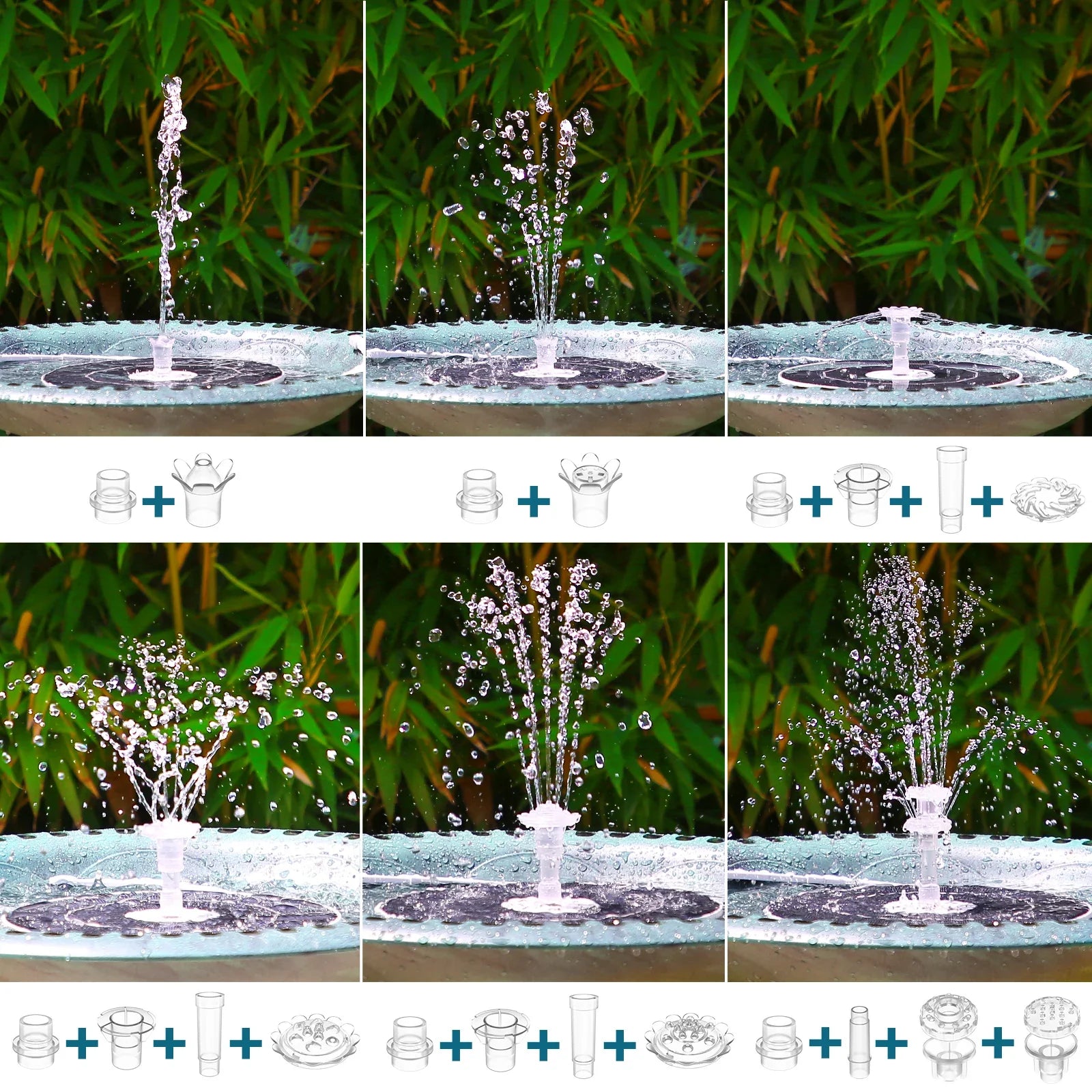 Solavera Solar Springbrunnen Pumpe 6,5W | Mit LED & 5000mAh Akku | 16 Düsen | Für Teich & Garten