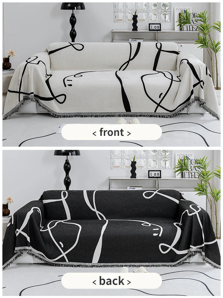 Velvyn | Chenille Sofaüberwurf | Vollständige Sofahusse & Decke in Schwarz | Staubdicht, Weich & Vielseitig | Waschbar & Pflegeleicht