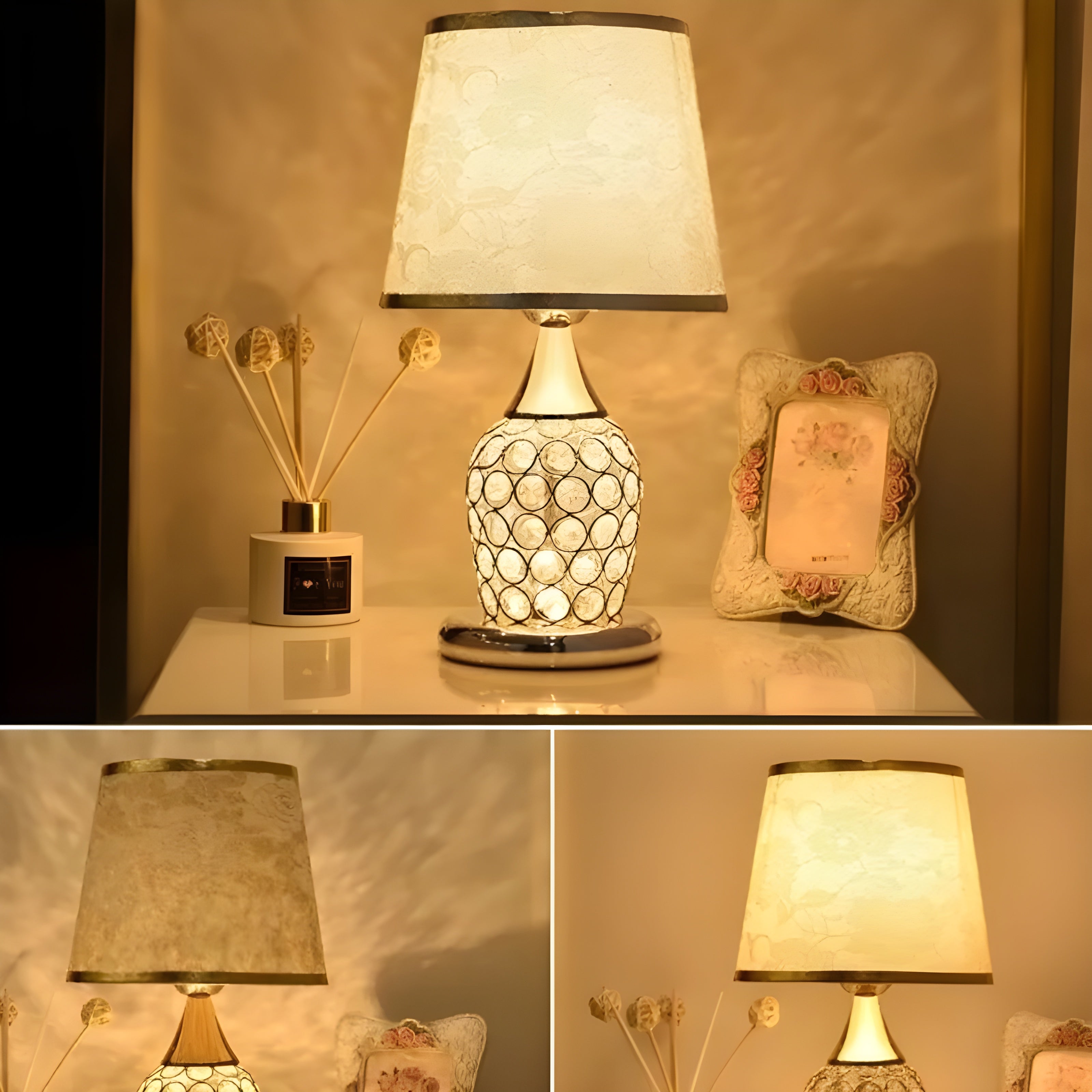 Lustrelia Kristalloptik Tischlampe | LED Beleuchtung & Touchfunktion | Elegantes Lichtspiel | 220V | Kunststoff