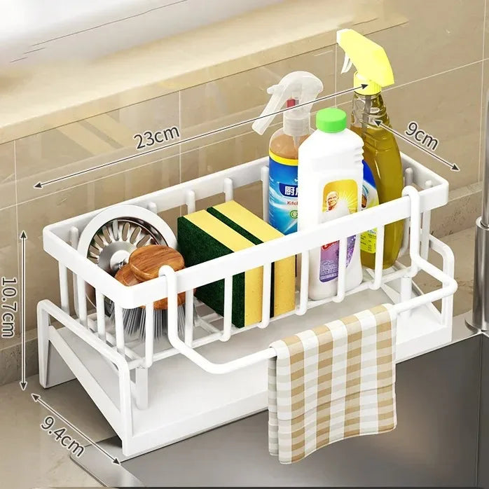 Küchensoft Spülschwammhalter Küche | Multifunktionales Abtropfregal | Für Spüle, Lappen & Spülmittel | Organizer Regal