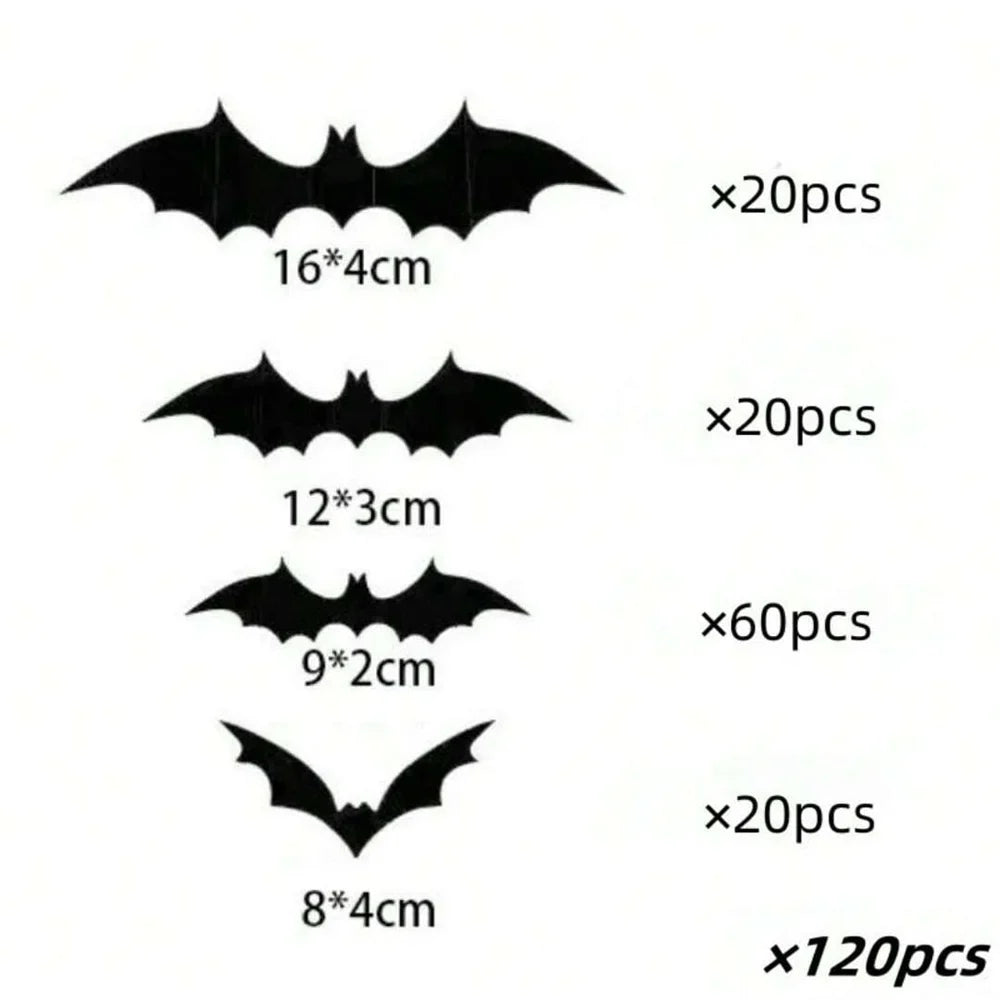 BatStorm Wanddeko | 60 Stück 3D Fledermäuse | Wasserdicht & Wiederverwendbar | Halloween Deko