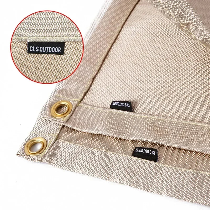 CampVita Feuerschutz Campingmatte | Hitzebeständig & Feuerfest | Ideal für Grill & Lagerfeuer | Glasfaser Beige