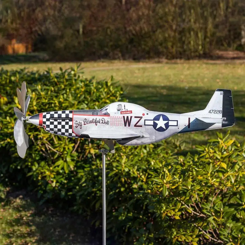 Windspiel AeroTwist | Flugzeug-Gartenwindrad aus Edelstahl | Wetterfest & drehend im Wind | Für Garten, Terrasse & Balkon