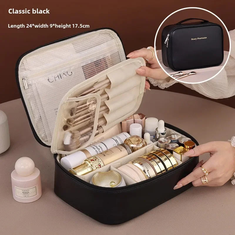 VELINIA Kosmetiktasche Damen | Große Kapazität | Wasserabweisend & Luxuriös | PU-Leder