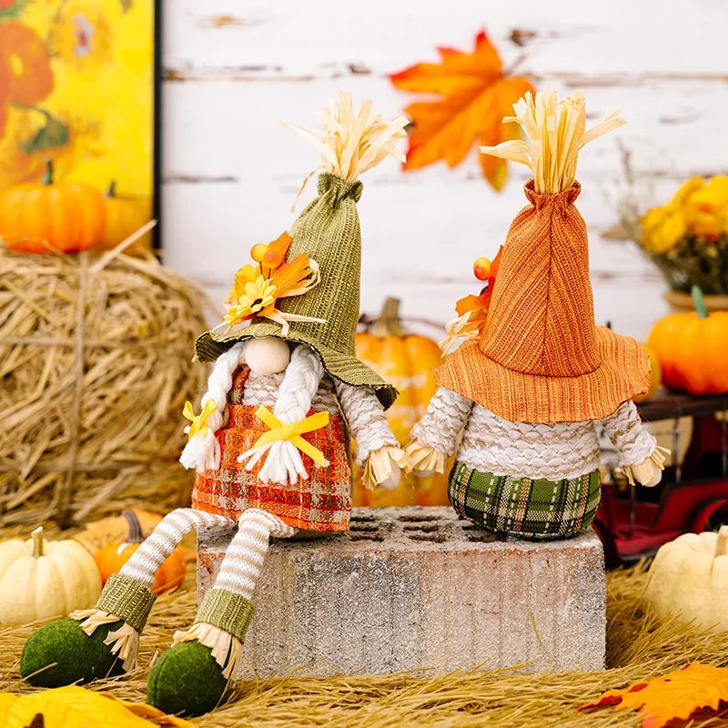 Herbst-Wichtel PumpkinGnome | Mit Kürbis, Sonnenblume & Ahornblatt | Dekofigur für Erntedank & Herbst