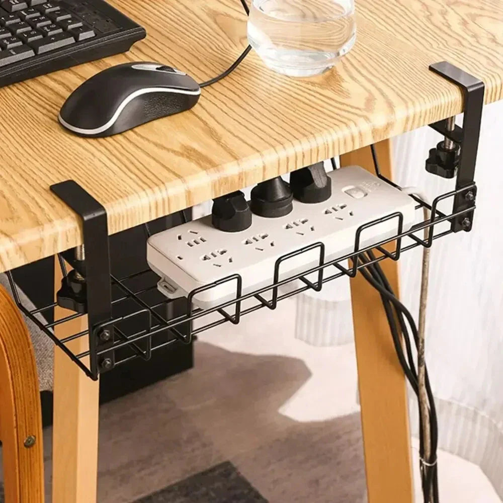Untertisch Kabel-Organizer DeskLine | Metall Ablagefach | Kabelführung & Stauraum | Ohne Bohren