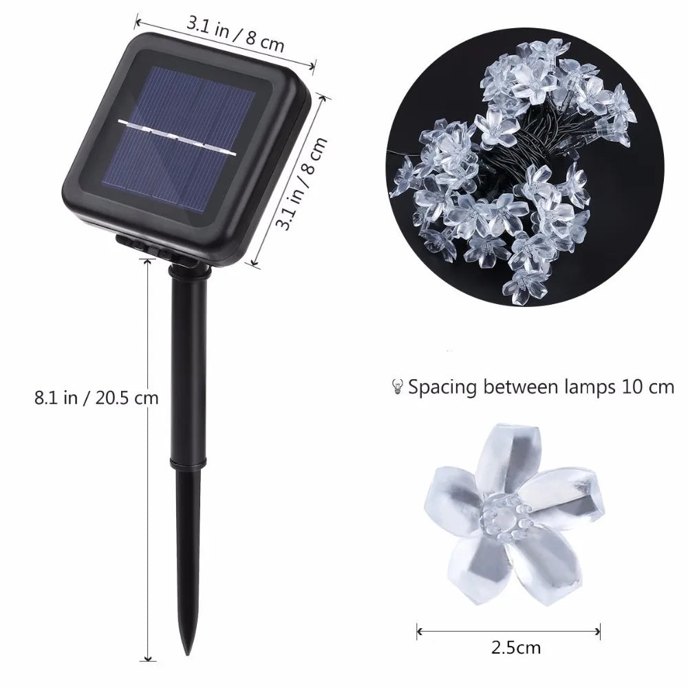Floriva Solar Lichterkette Außen | Blumen-Design | 8 Modi | IP65 Wasserdicht | Warmweiß & RGB | 5 m / 7 m / 12 m