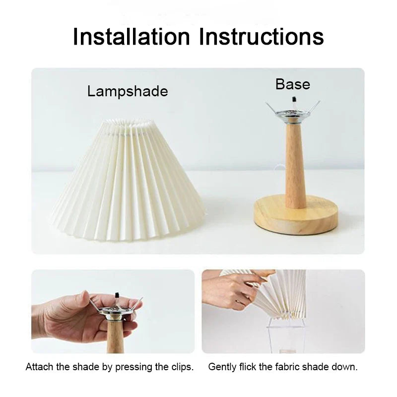 Nordic Pleat Tischlampe | Faltbares Design & Stoffschirm | USB/220V | 5W