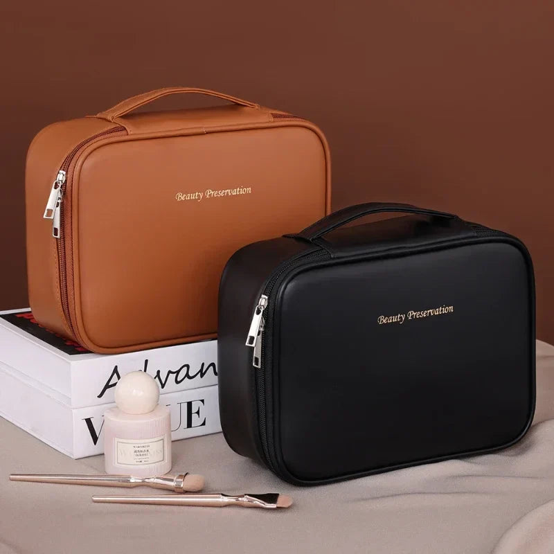 VELINIA Kosmetiktasche Damen | Große Kapazität | Wasserabweisend & Luxuriös | PU-Leder