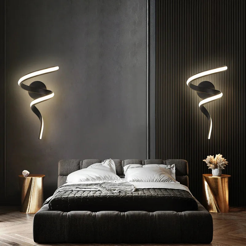LED Wall Lamp NordLED Wandleuchte | Nordisches Spiral Design | Modern & Energiesparend | Für Schlafzimmer, Flur & Wohnzimmerc Spiral Sconce Light For Stairs Bedroom Bedside Study Hallway Background Indoor Decor Wall Lighting Fixtures