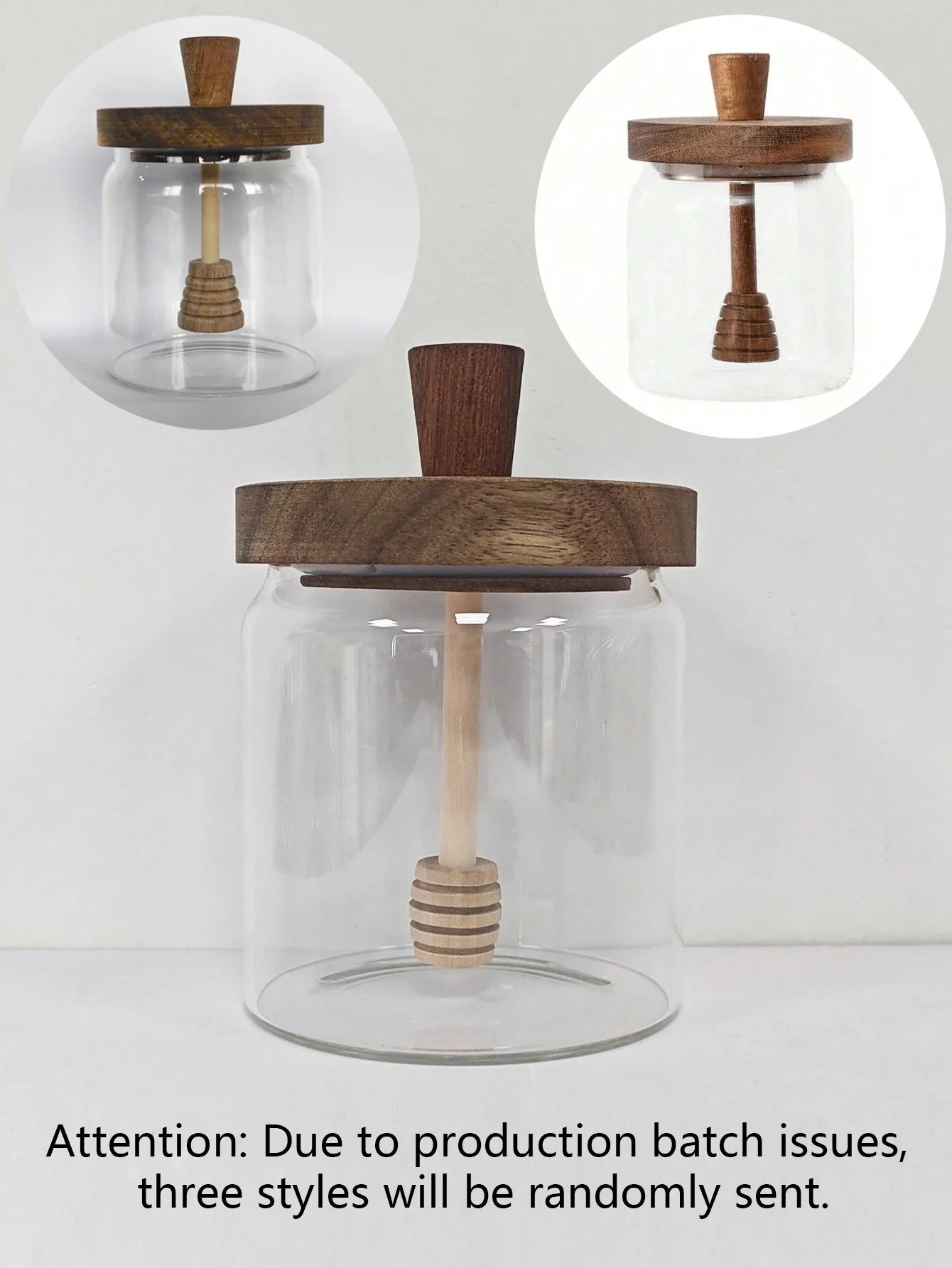 MeliVita Honigglas mit Holzdeckel & Rührstab | Luftdichter Vorratsbehälter aus Glas | Transparentes Honiggefäß für Küche & Frühstückstisch