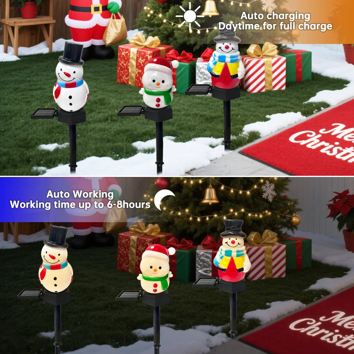 FrostyGlow Solar Schneemann Lampe | LED Gartenleuchte | Wasserdicht & Energiesparend | Weihnachtsdeko für Außenbereich