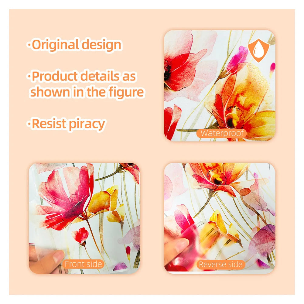 Lunaflora Wandsticker | Aquarell-Blumen & Schmetterlinge | Abnehmbar & Wasserdicht | PVC 42×50 cm