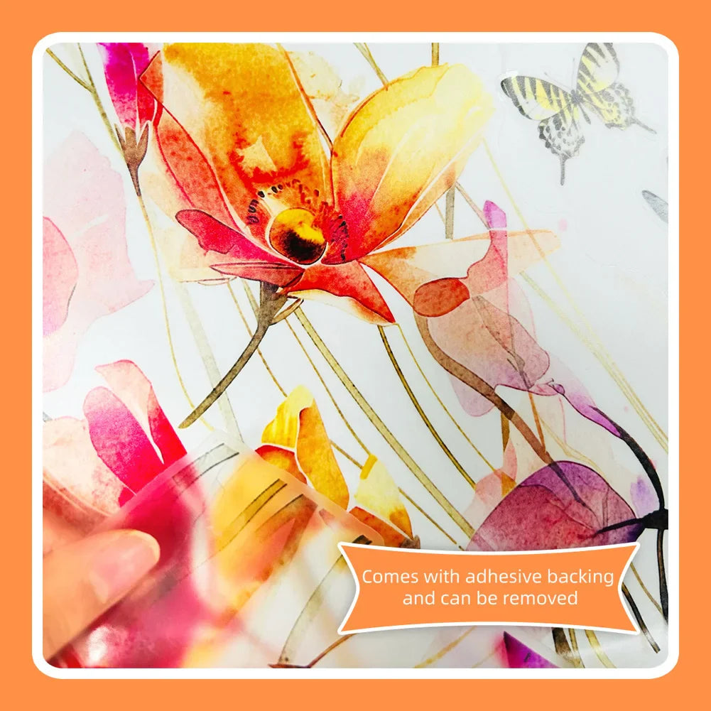 Lunaflora Wandsticker | Aquarell-Blumen & Schmetterlinge | Abnehmbar & Wasserdicht | PVC 42×50 cm