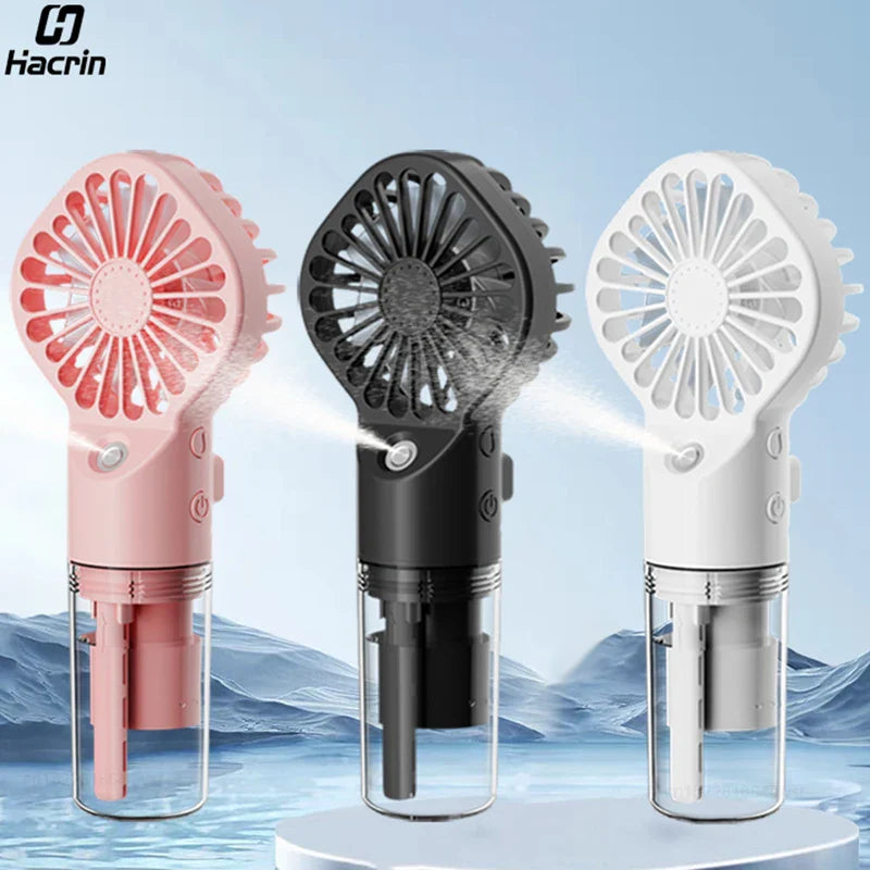 Brisella Air Mini Handventilator mit Luftbefeuchter | 4-Stufen-Sprühfunktion | USB Wiederaufladbar | Tragbar & Leise