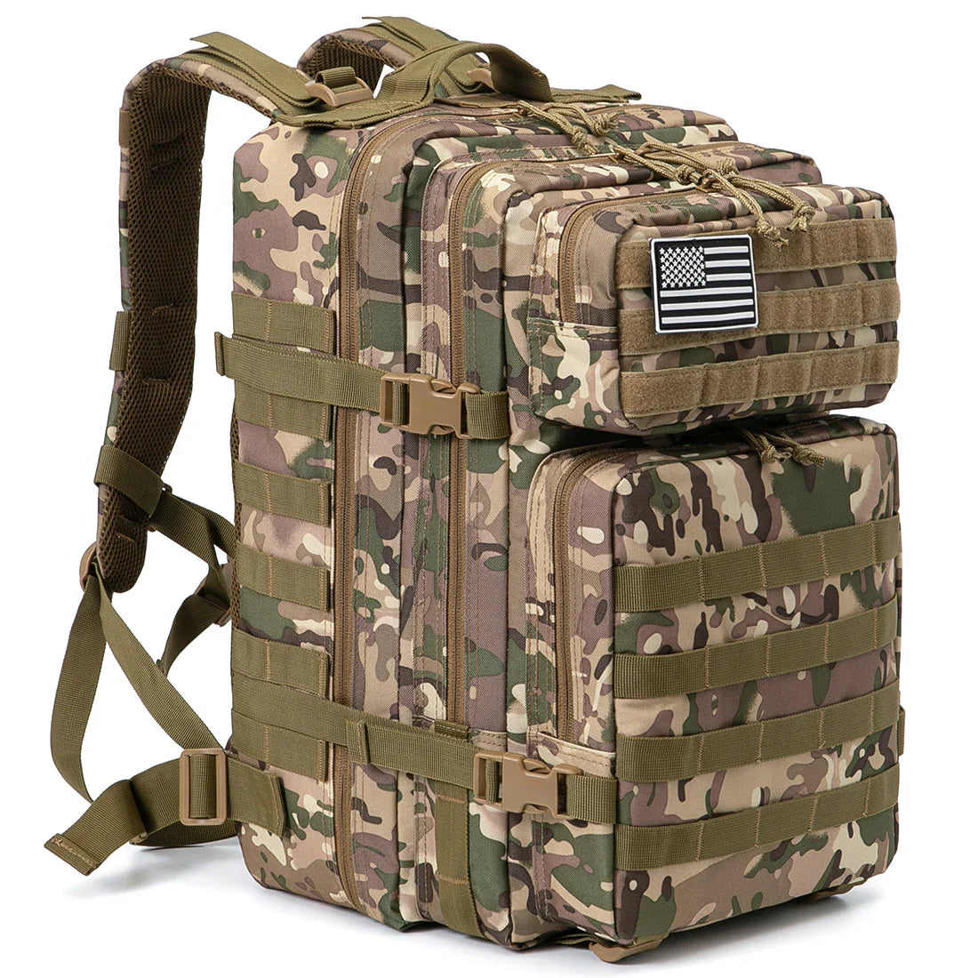 TACTICO45 45 L Outdoor Rucksack | Molle‑System | 3‑Tages Kapazität | Robust & Multifunktional – Schwarz/Khaki/Olive