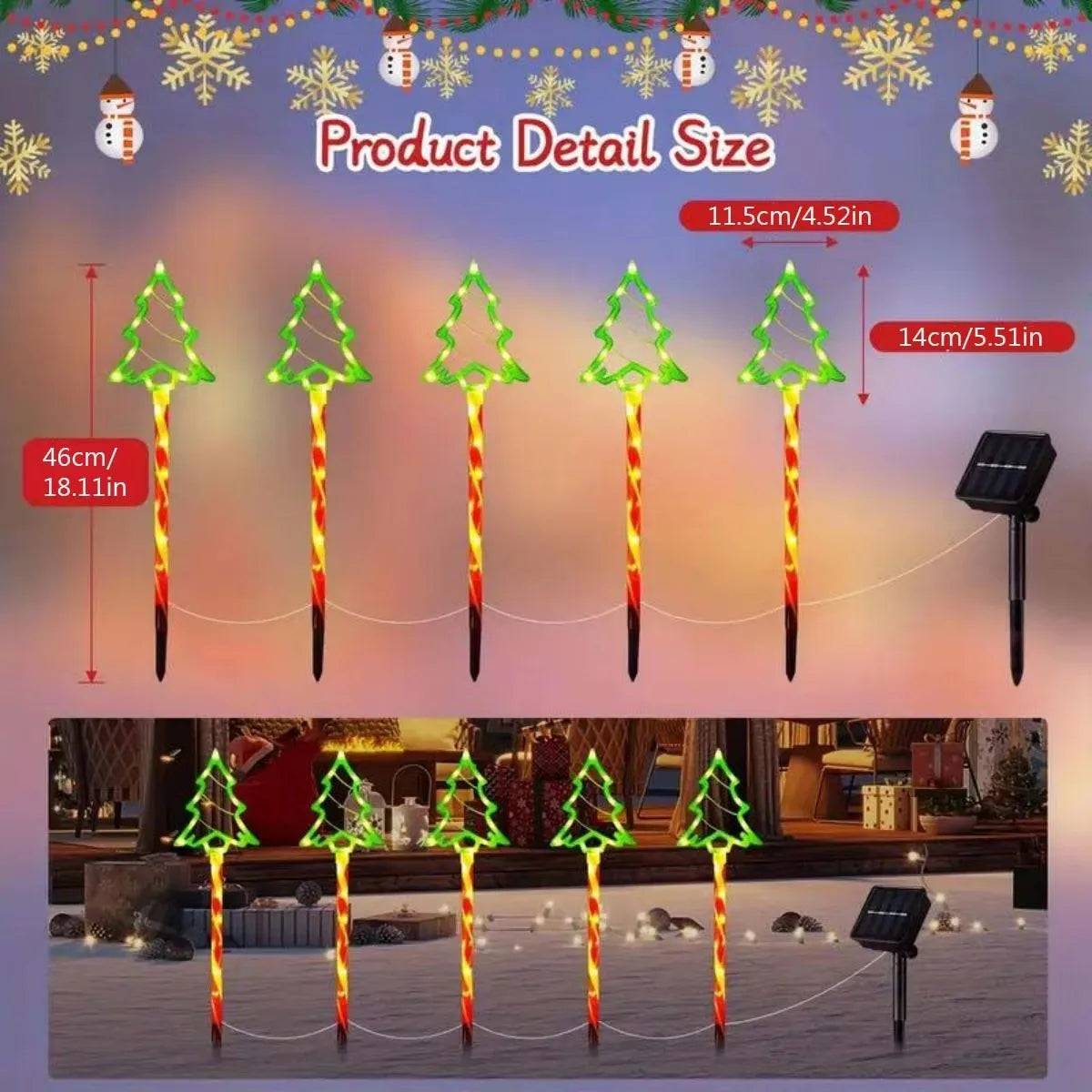 Solavine | Solar Gartenleuchten Weihnachten | 5er-Set LED Zuckerstangen | 8 Leuchtmodi | IP65 Wasserdicht | Deko für Garten & Weg