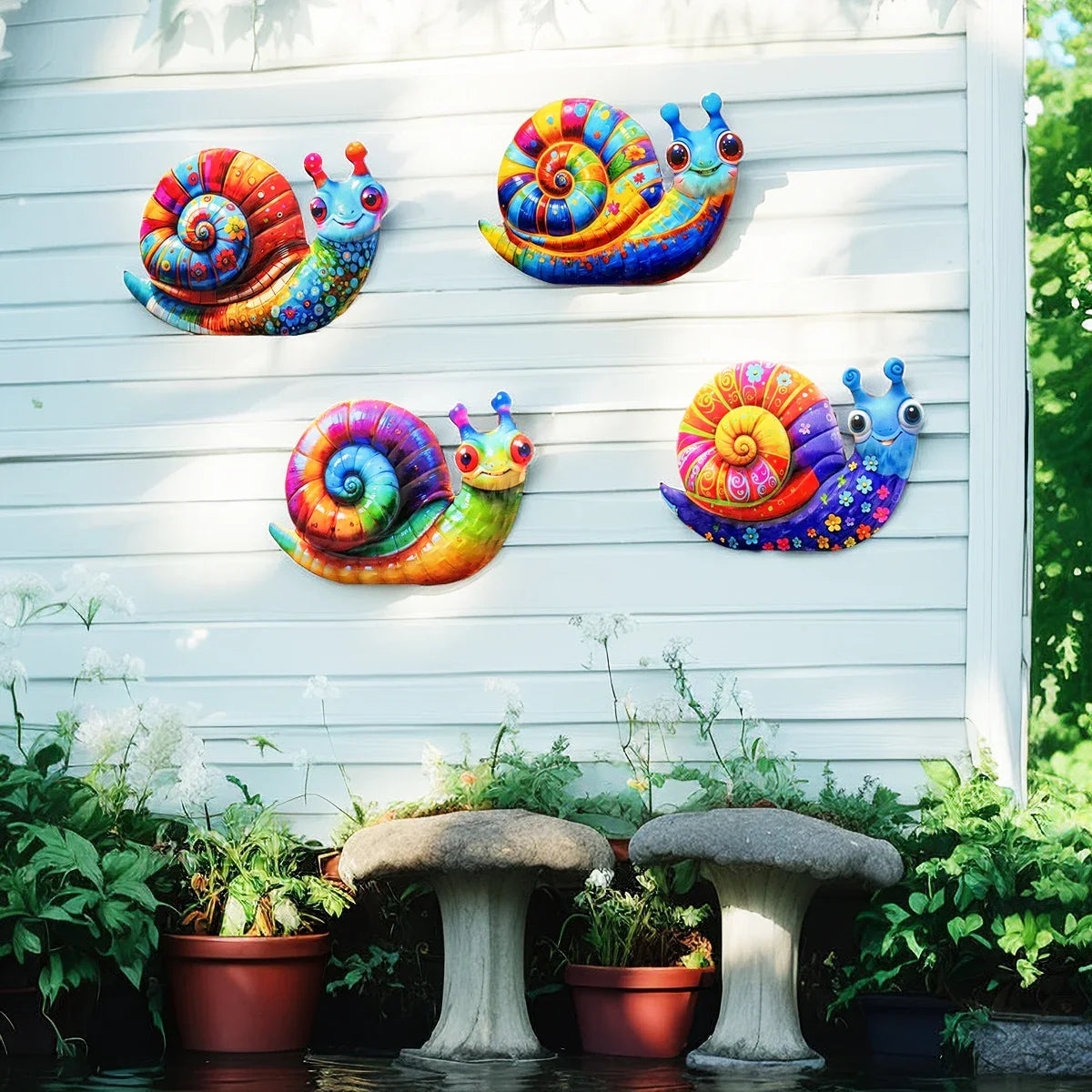 Gartentiva Metall-Wanddeko Schnecke | Wetterfeste Gartendeko aus Metall | Für Zaun, Terrasse & Innenräume | 21,5 × 13,5 cm