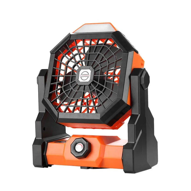 Campora BreezeLight | 2-in-1 Camping-Ventilator mit LED-Laterne | 7800 mAh Akku | 270° drehbar | USB wiederaufladbar | Für Zelt, Outdoor & Reisen