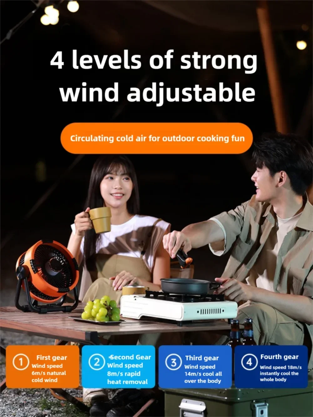 AEROLIA NightCool | 4-in-1 Ventilator & Nachtlicht | 20000mAh Akku | Hängend & Stehend Nutzbar
