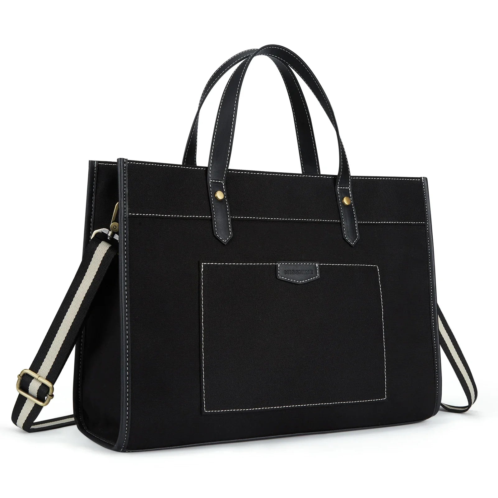 Tascana Canvas Laptop-Tasche Damen 15,6 Zoll | Große Schultertasche mit Fächern für Büro, Uni & Reisen | Stilvolle Handtasche mit Trageriemen & Laptopfach