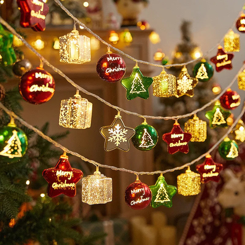 LumiNoël Weihnachts-Lichterkette | 1 m / 3 m | 10 / 20 LED | Santa, Schneemann & Zuckerstange | Warmweiß & Batteriebetrieben