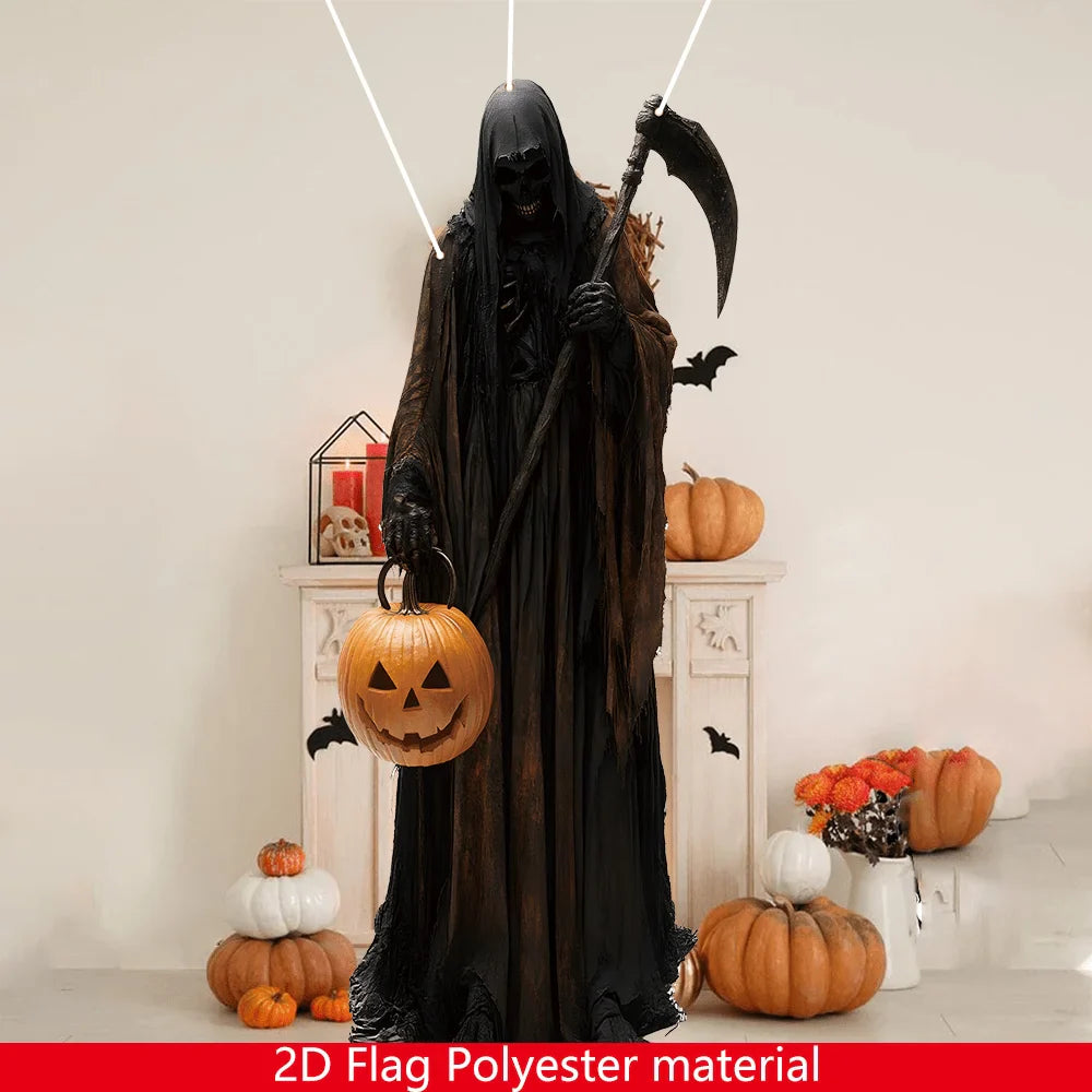 ShadowPumpkin Halloween Hängedeko | Böser Kürbismann | 2D Hintergrundstoff | Für Innen & Außen