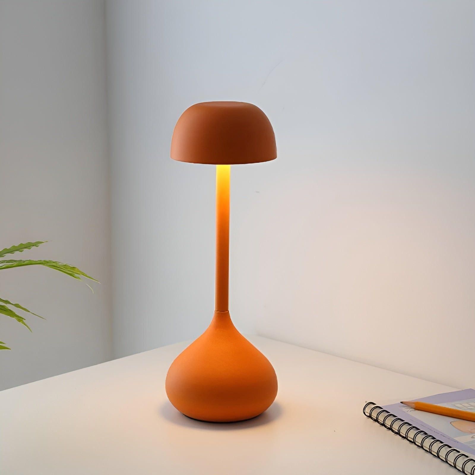 Velumia Kabellose LED Tischlampe Pilzform | Dimmbar & Wiederaufladbar | Touch-Funktion | Aluminium & Acryl | 11×30 cm