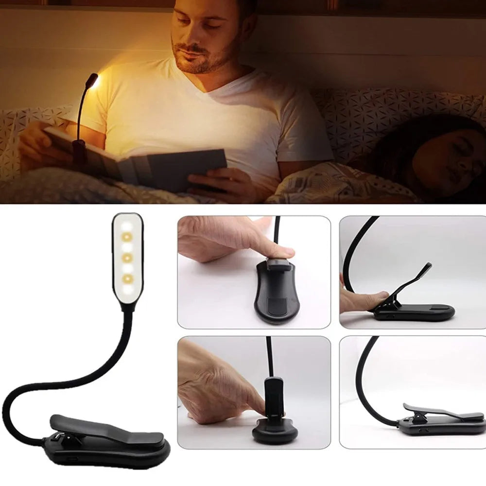 LumiLeaf 7 LED Leselampe | USB Wiederaufladbar | 3 Farbtemperaturen & 9 Helligkeitsstufen | Flexibel & Augenschonend