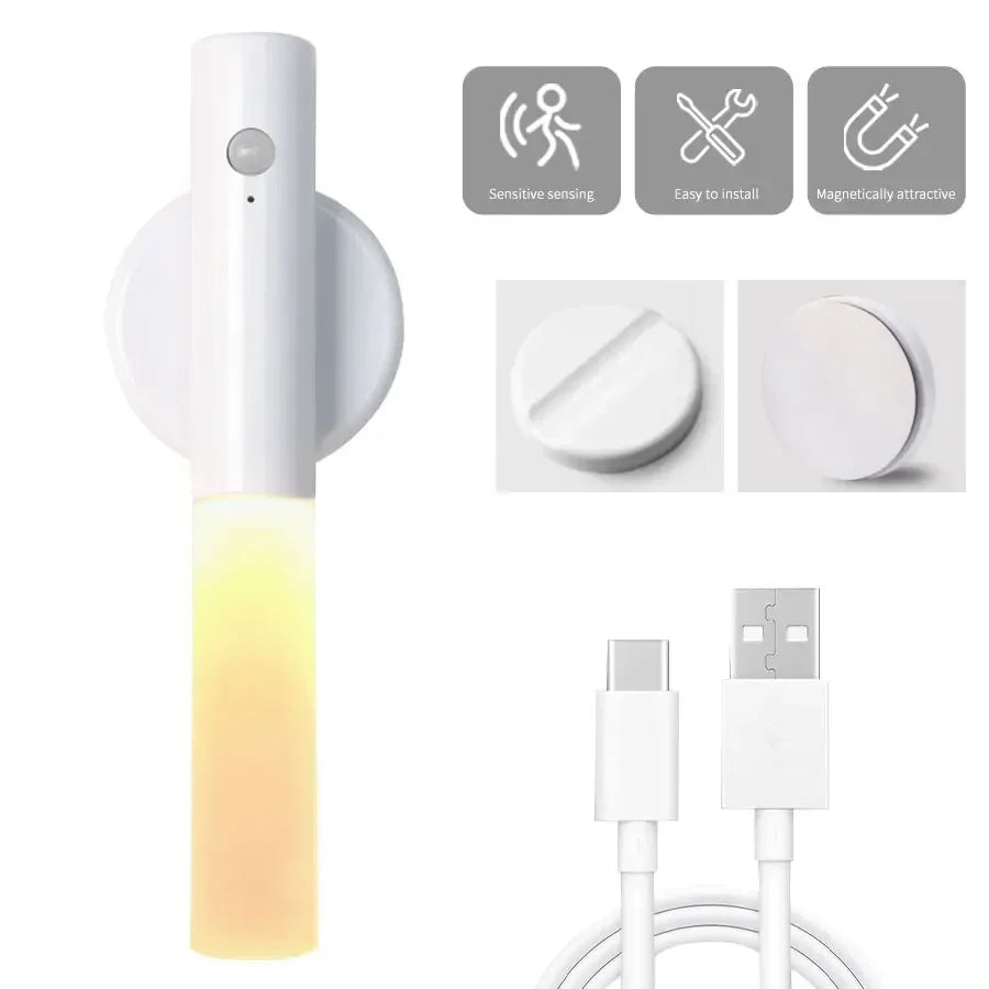 LED Nachtlicht mit Bewegungssensor | Wiederaufladbar & Magnetisch | Wand- & Schranklampe
